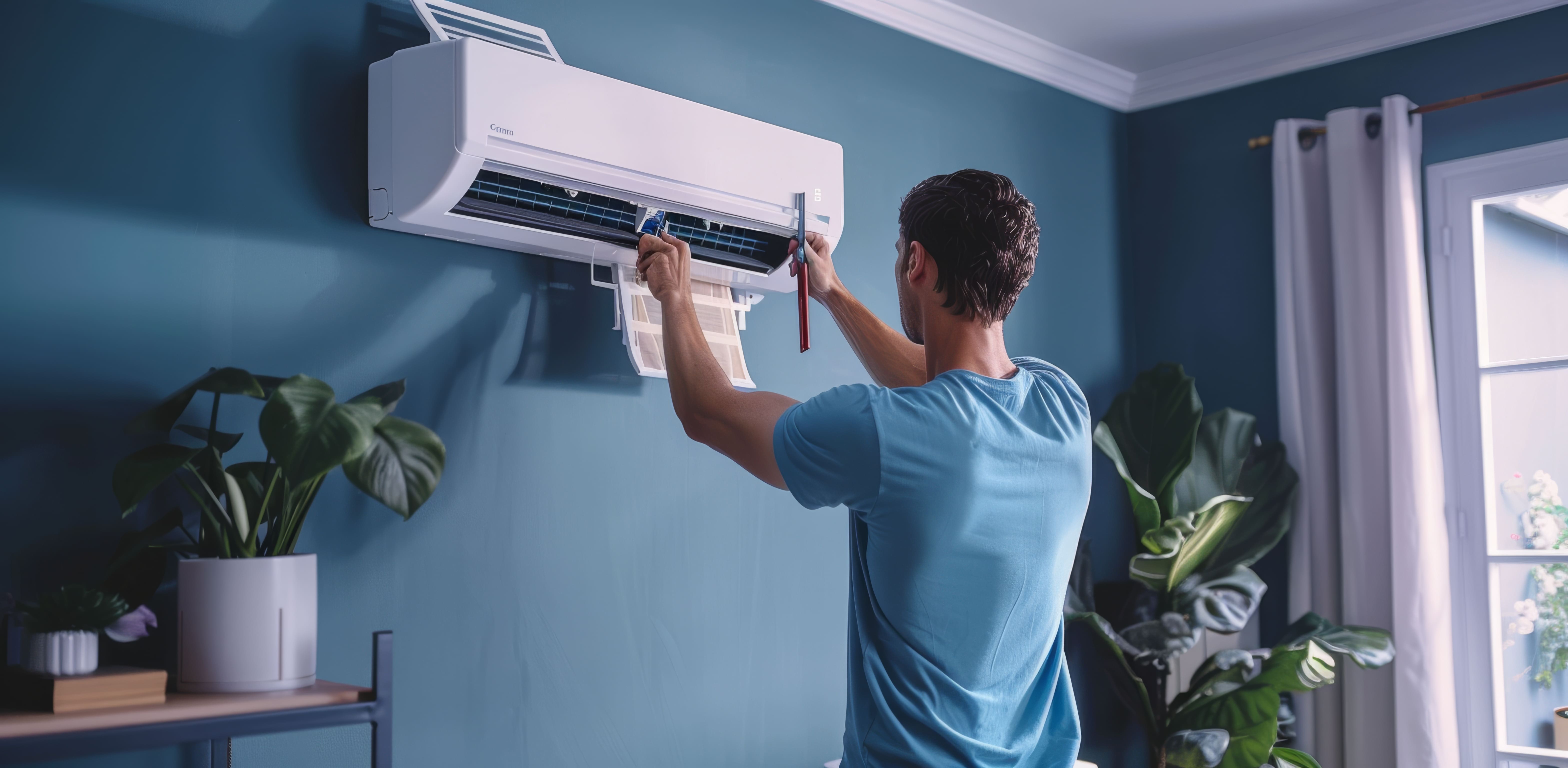 Technician servicing an AC